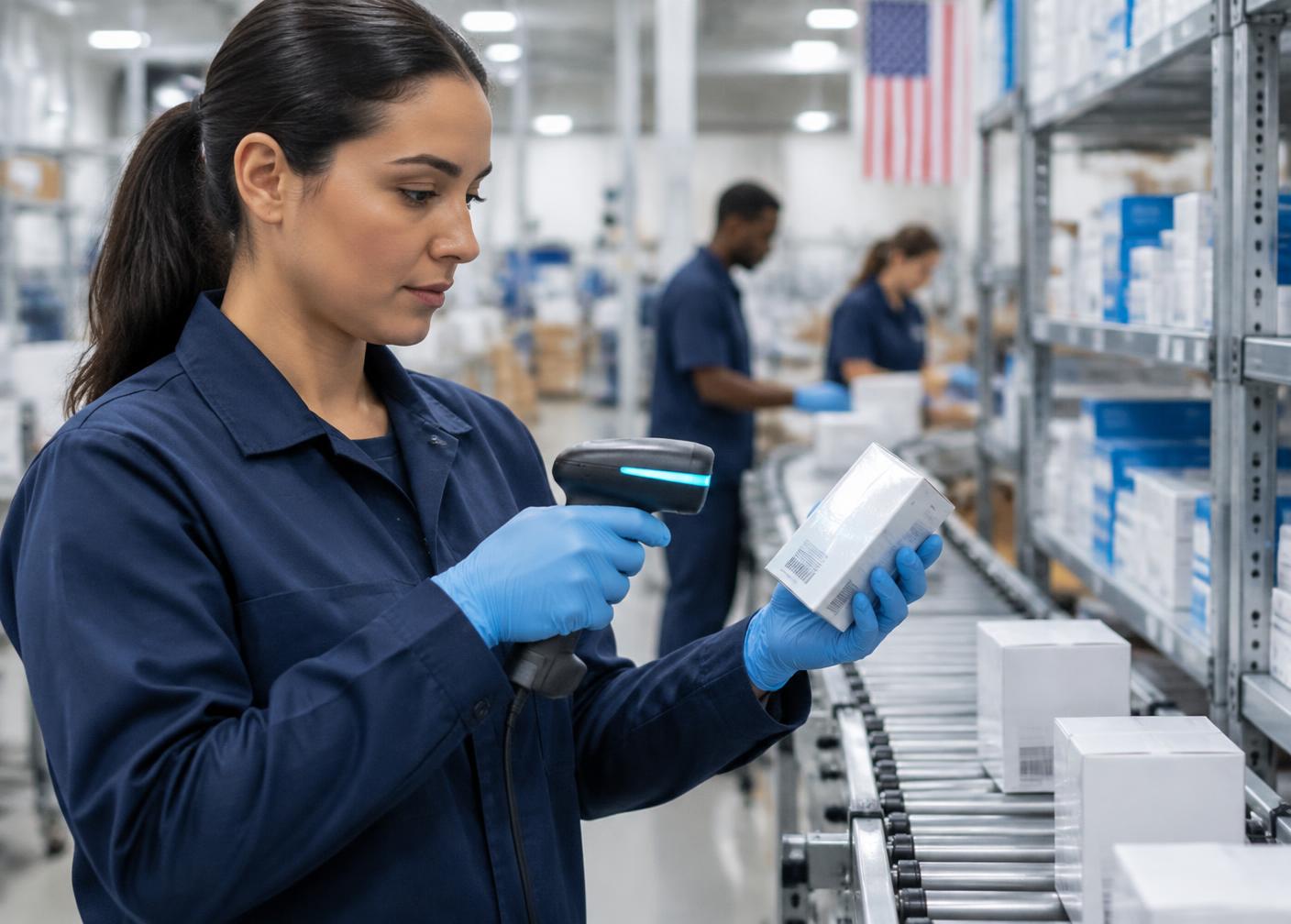 Serialized pharmaceutical package being scanned